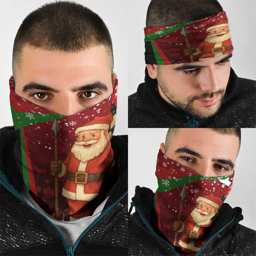Kenya Christmas Neck Gaiter with Santa Claus Spear and Red Green Harambee Crest TS04