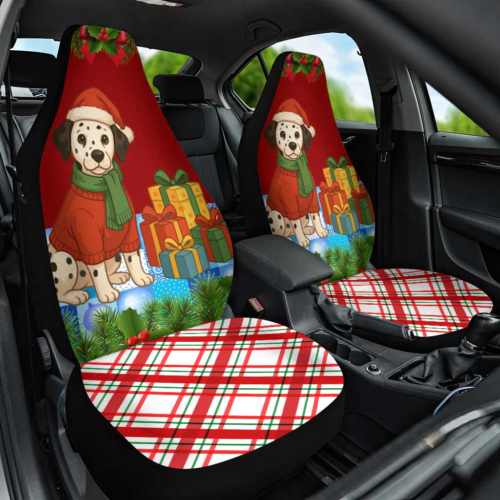Croatia Christmas Car Seat Cover with Dalmatian Dog Presents and Red Plaid Holiday TS04