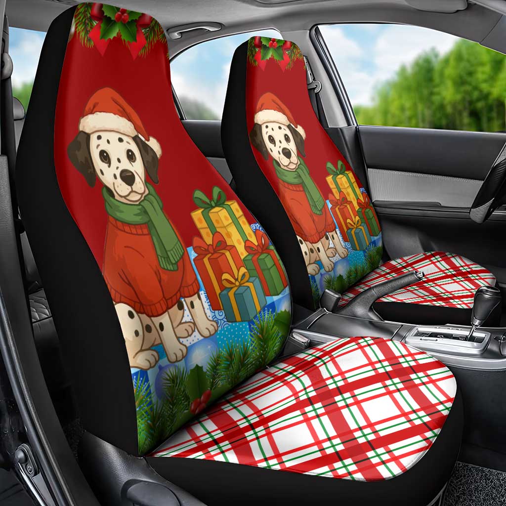 Croatia Christmas Car Seat Cover with Dalmatian Dog Presents and Red Plaid Holiday TS04