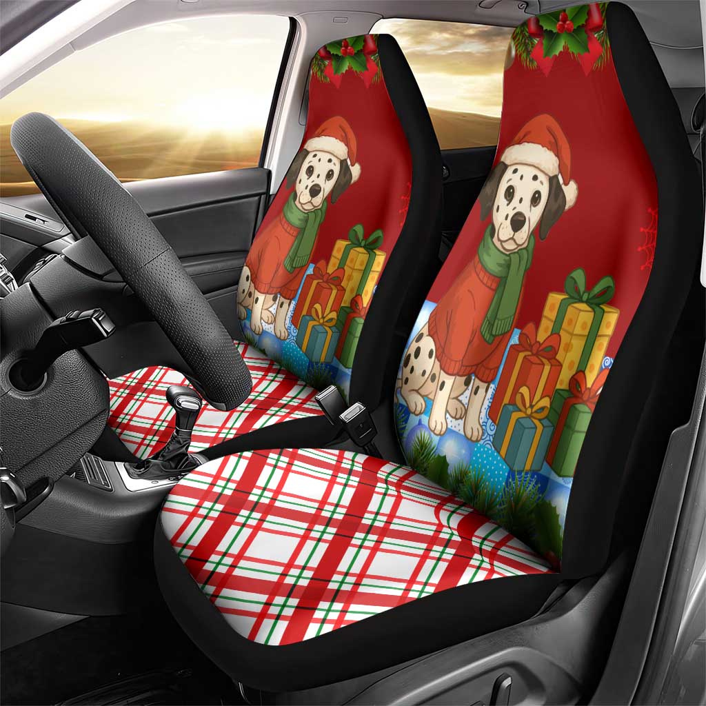 Croatia Christmas Car Seat Cover with Dalmatian Dog Presents and Red Plaid Holiday TS04