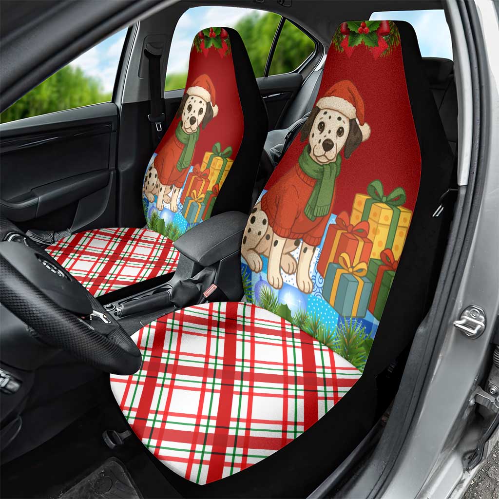 Croatia Christmas Car Seat Cover with Dalmatian Dog Presents and Red Plaid Holiday TS04