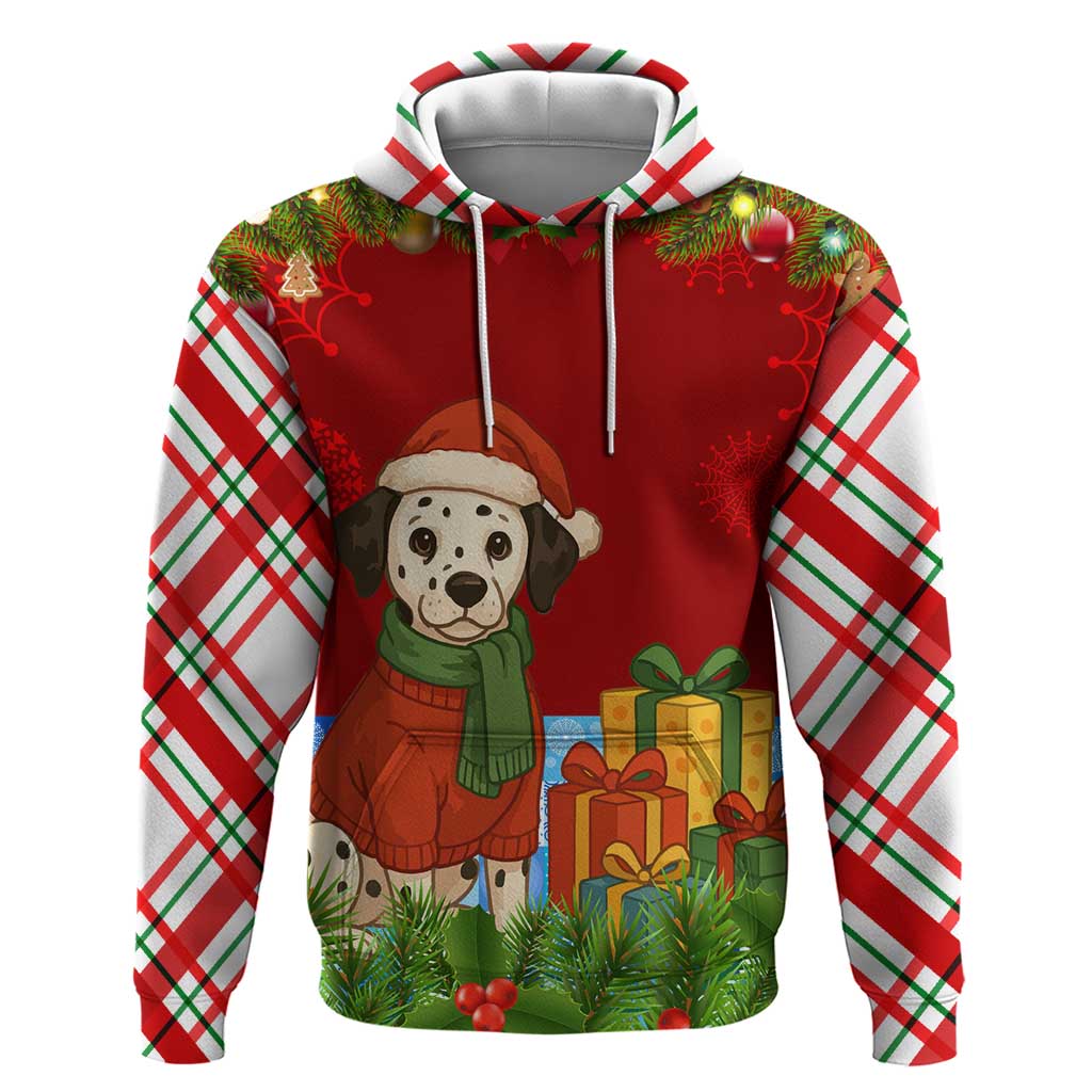 Croatia Christmas Hoodie with Dalmatian Dog Presents and Red Plaid Holiday TS04