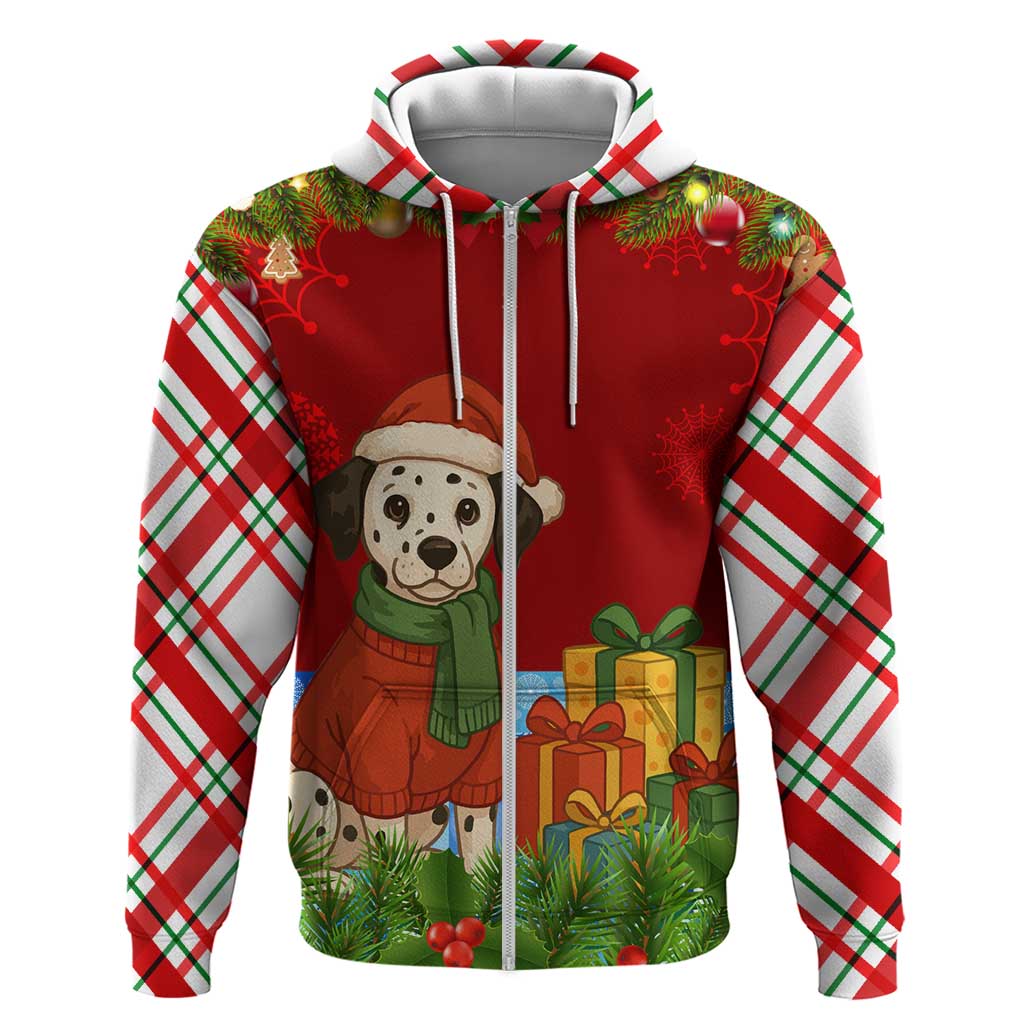 Croatia Christmas Hoodie with Dalmatian Dog Presents and Red Plaid Holiday TS04
