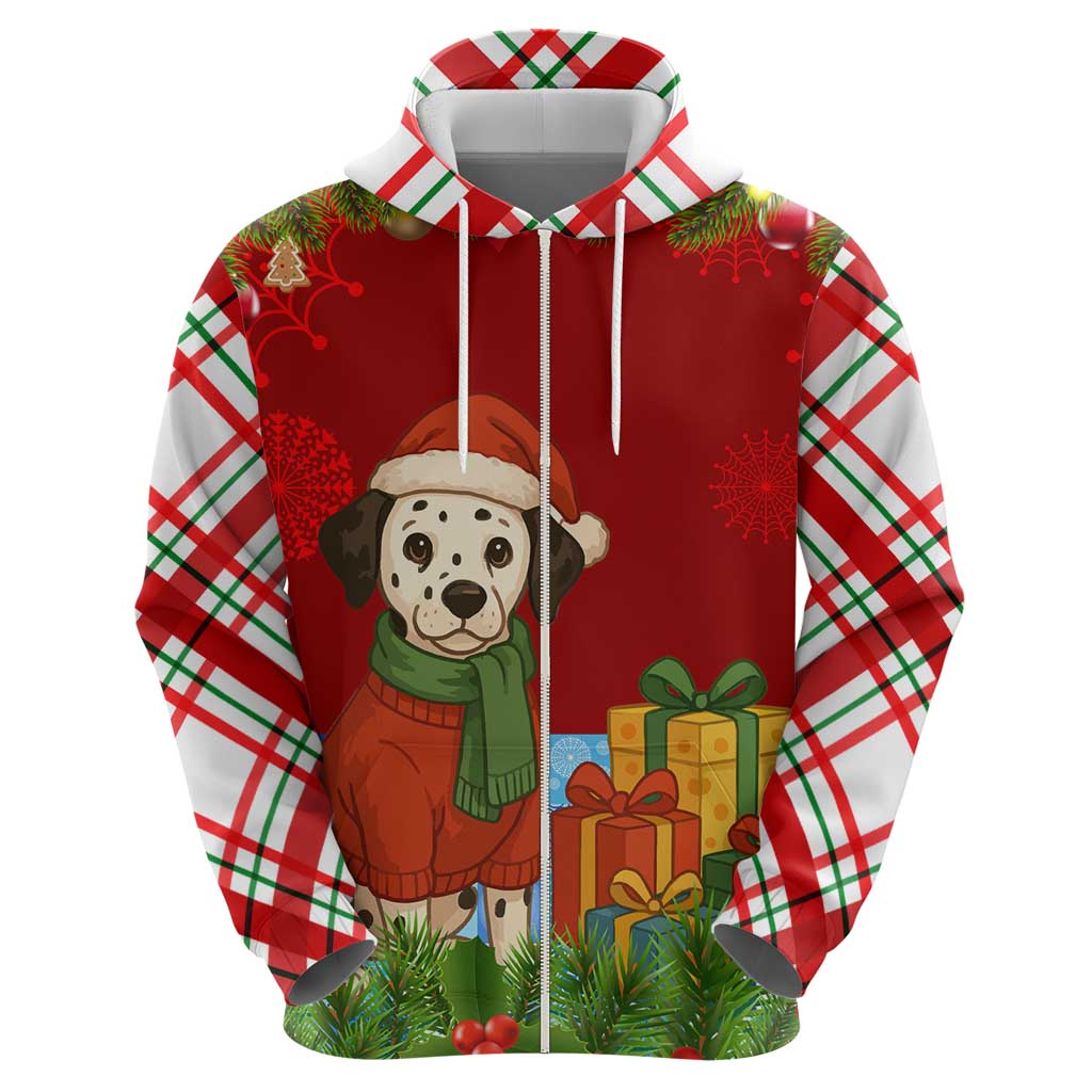 Croatia Christmas Hoodie with Dalmatian Dog Presents and Red Plaid Holiday TS04