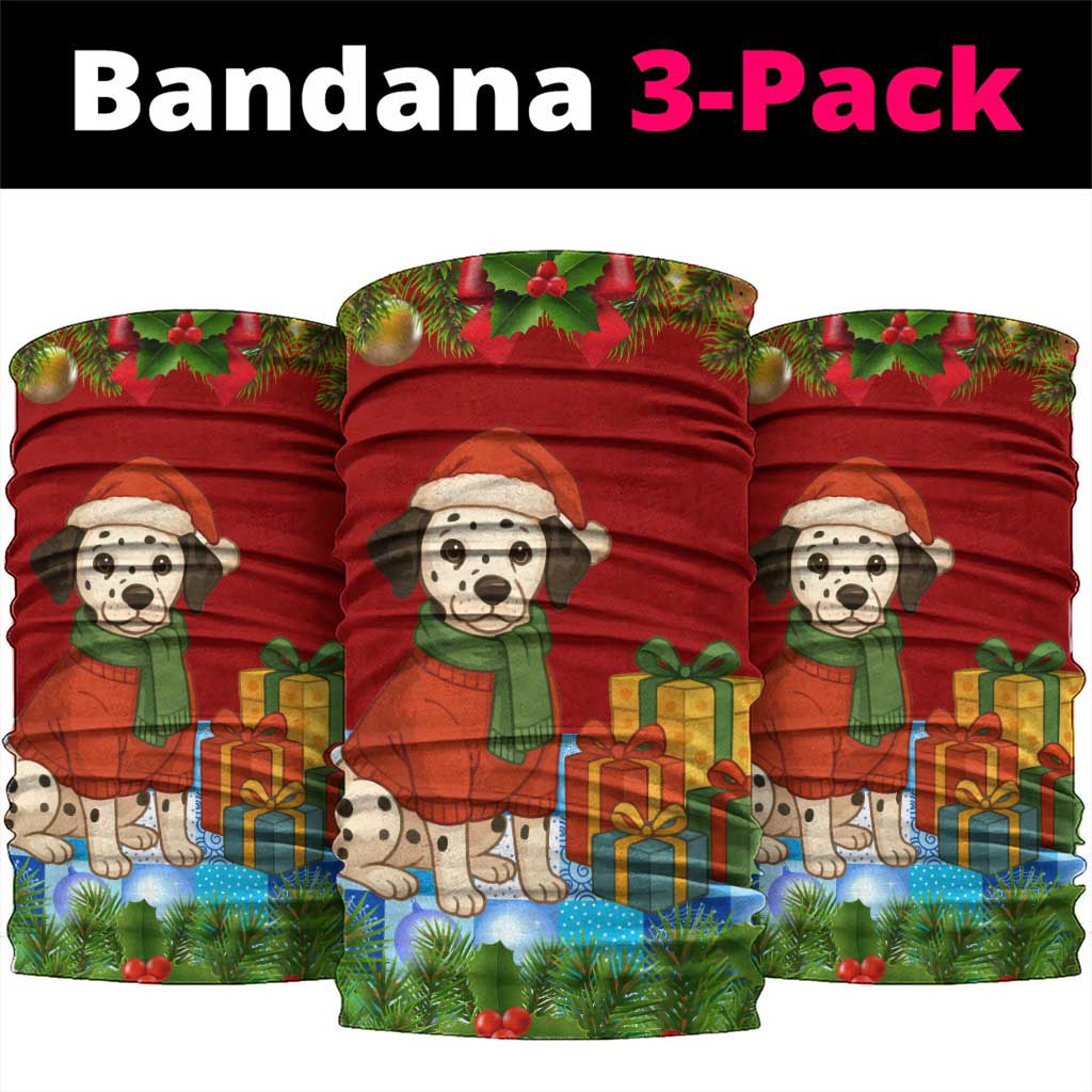 Croatia Christmas Neck Gaiter with Dalmatian Dog Presents and Red Plaid Holiday TS04