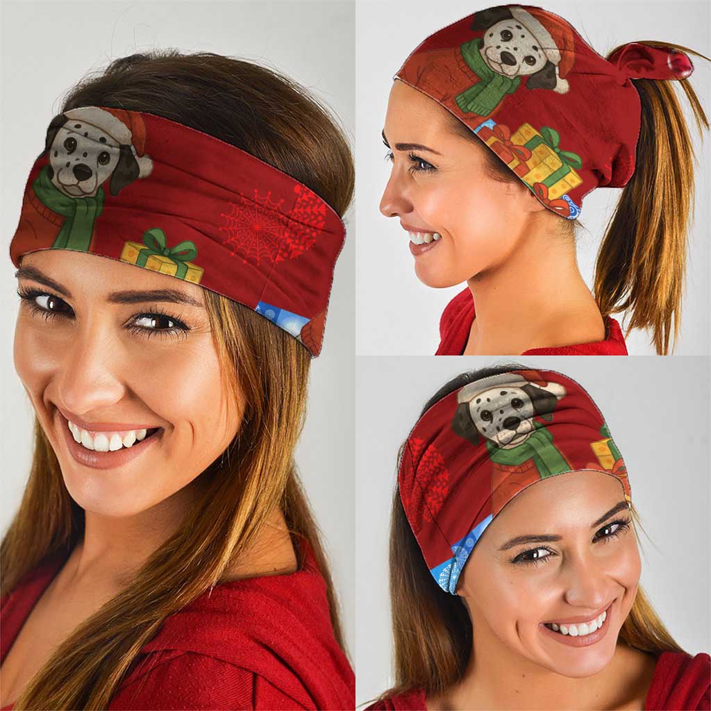 Croatia Christmas Neck Gaiter with Dalmatian Dog Presents and Red Plaid Holiday TS04