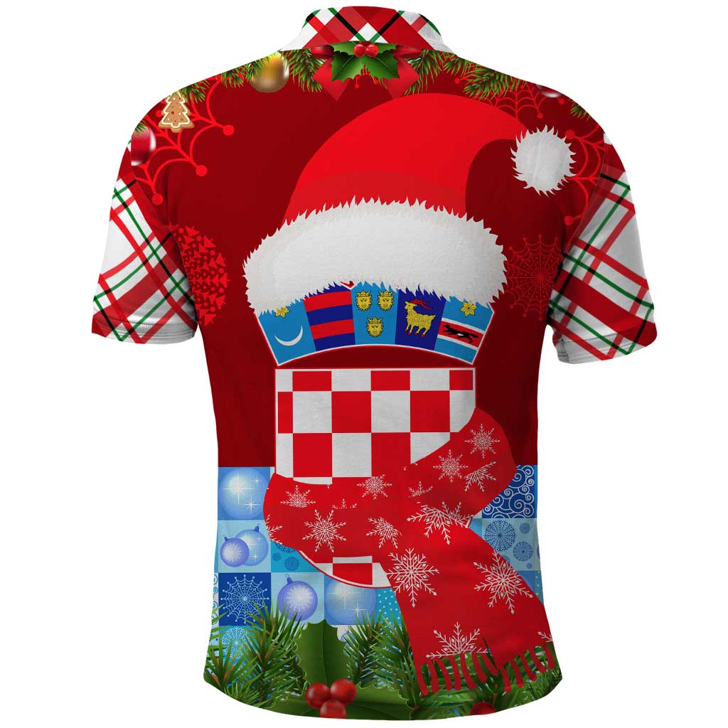 Croatia Christmas Polo Shirt with Dalmatian Dog Presents and Red Plaid Holiday TS04