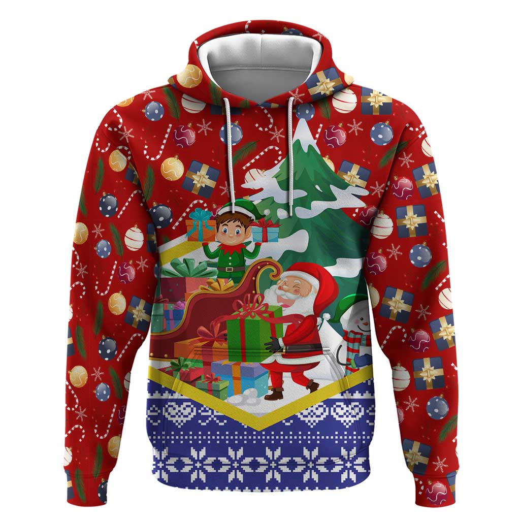Croatia Christmas Hoodie with Santa Sleigh Presents and Red Checkered Crest TS04
