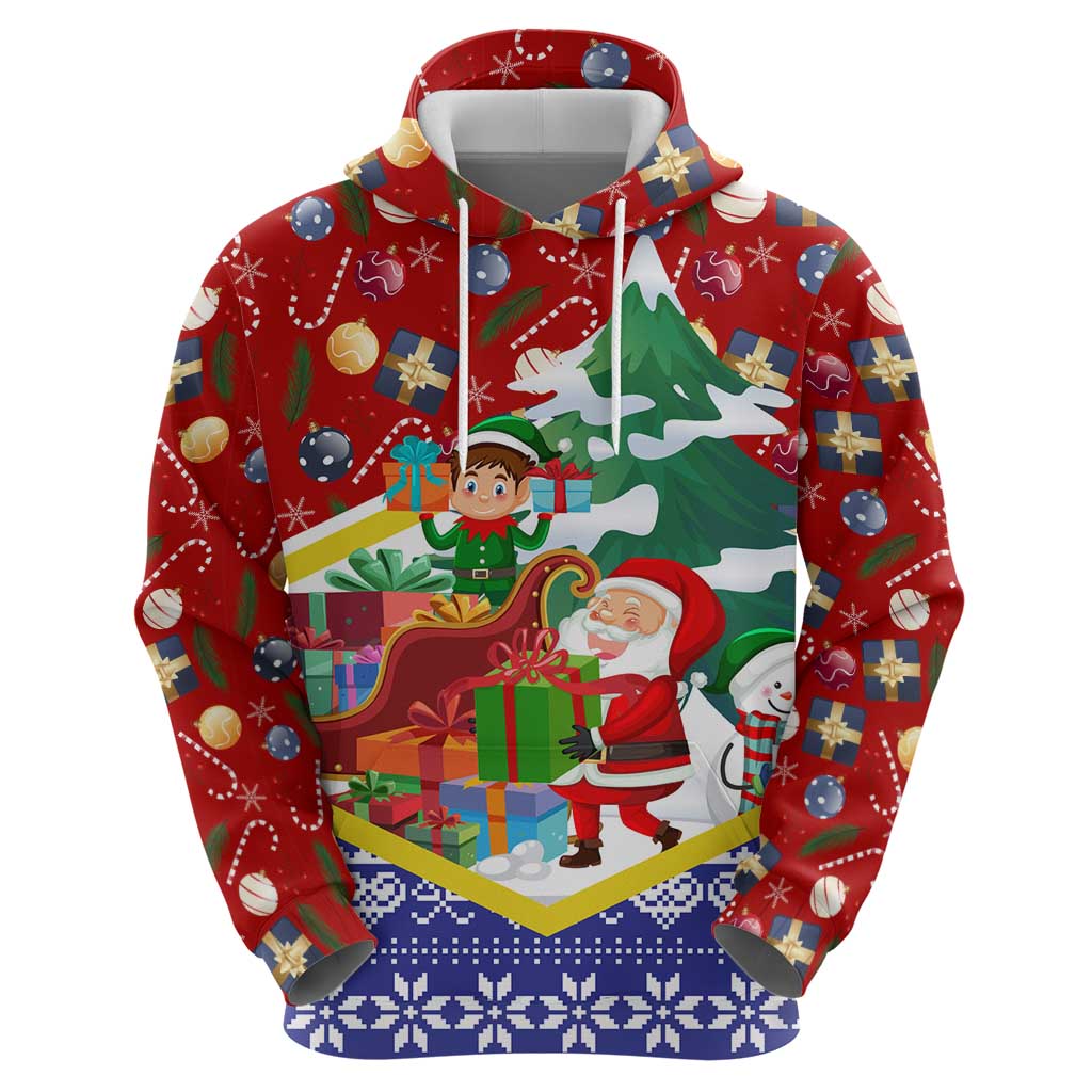 Croatia Christmas Hoodie with Santa Sleigh Presents and Red Checkered Crest TS04