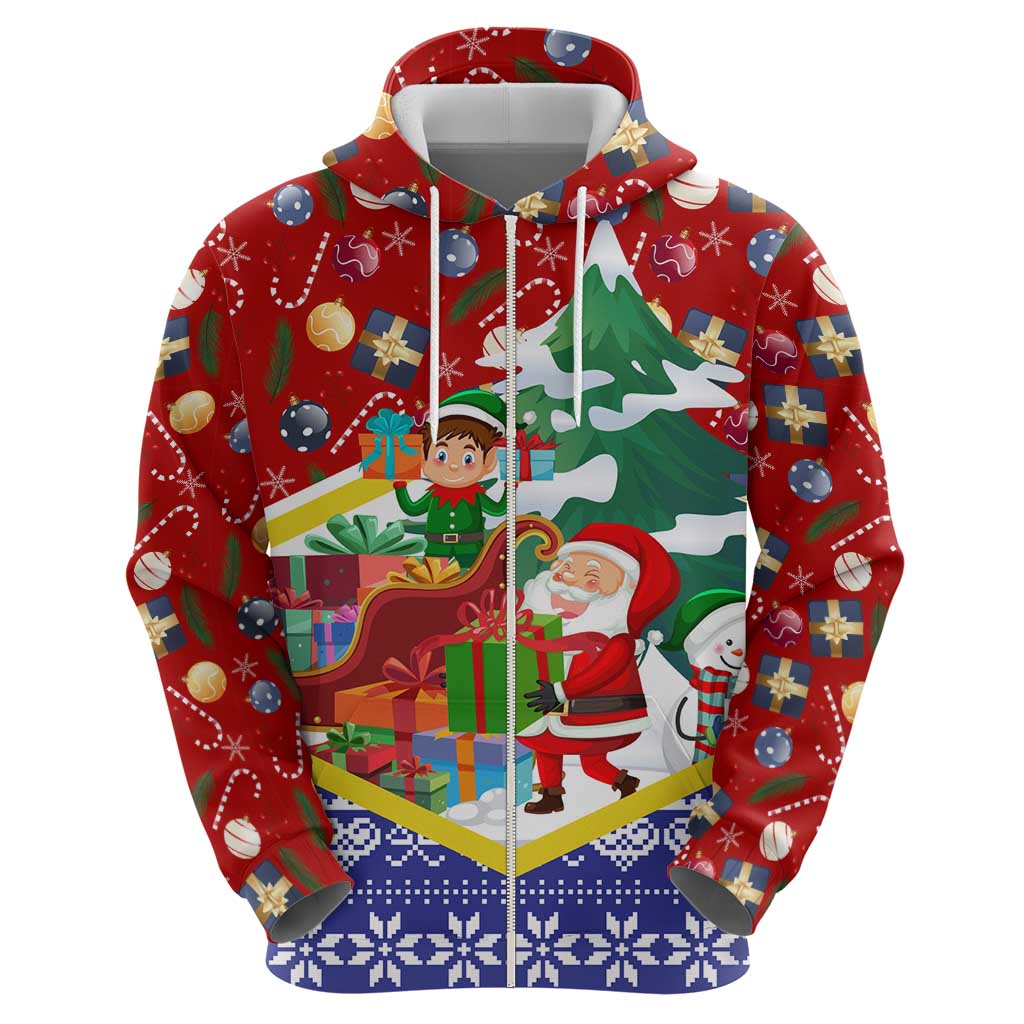 Croatia Christmas Hoodie with Santa Sleigh Presents and Red Checkered Crest TS04