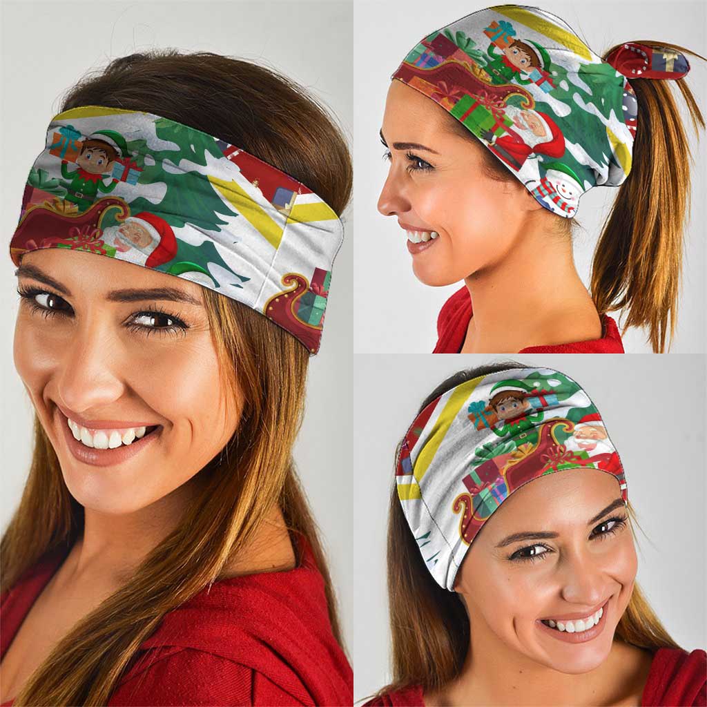 Croatia Christmas Neck Gaiter with Santa Sleigh Presents and Red Checkered Crest TS04
