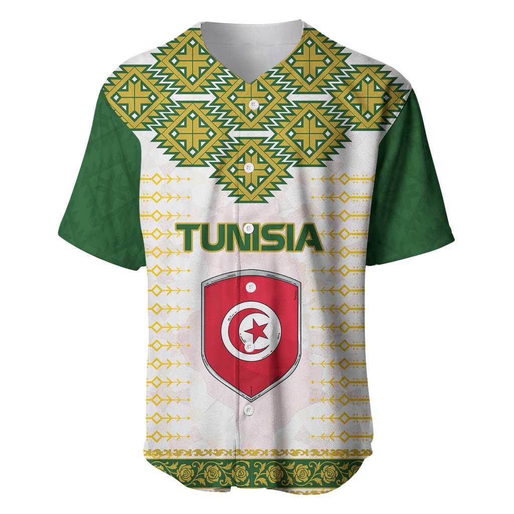 Tunisia Flag Baseball Jersey with National Crest and Emblem TS04