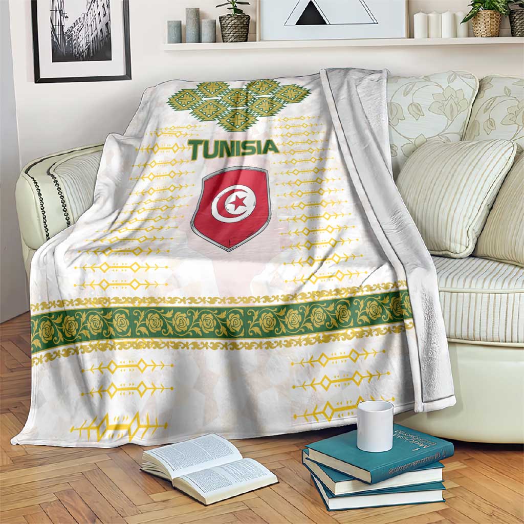 Tunisia Flag Blanket with National Crest and Emblem TS04