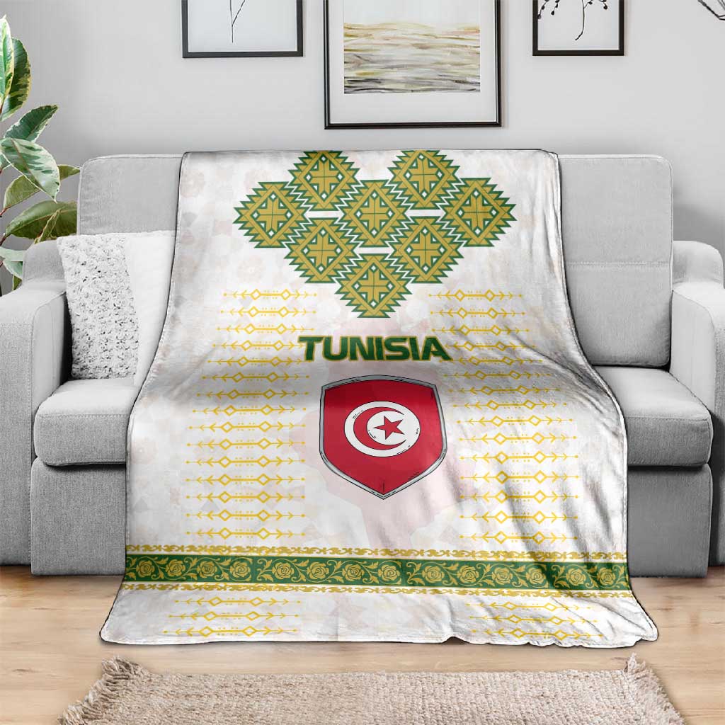 Tunisia Flag Blanket with National Crest and Emblem TS04