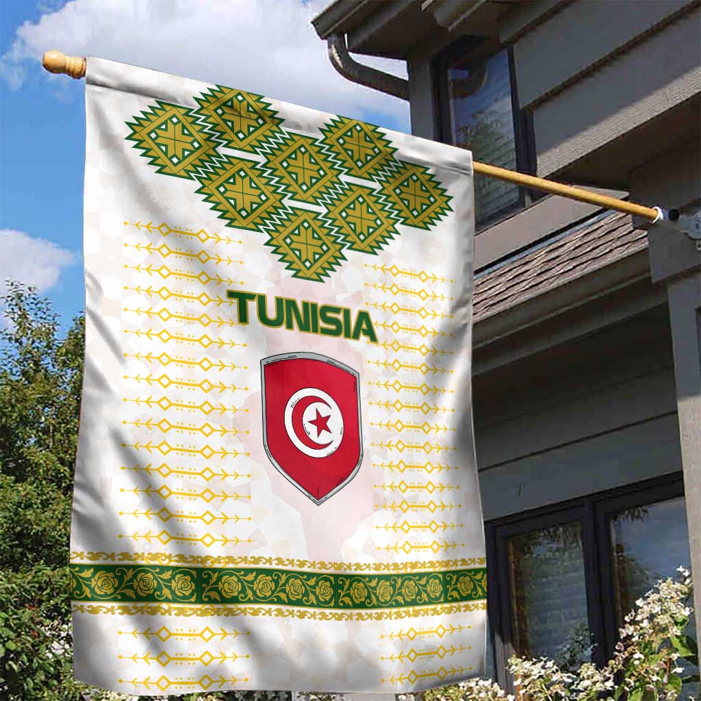 Tunisia Flag Garden Flag with National Crest and Emblem TS04