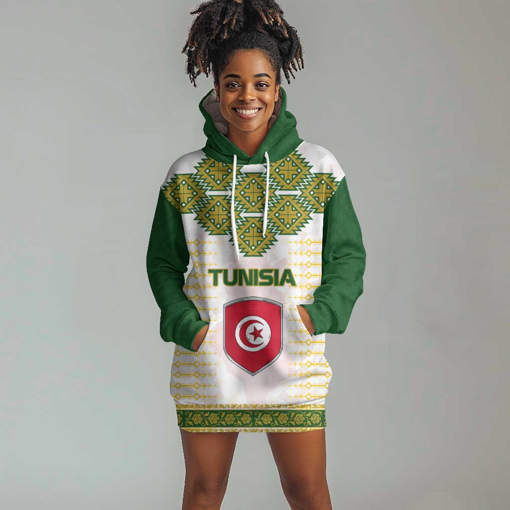 Tunisia Flag Hoodie Dress with National Crest and Emblem TS04