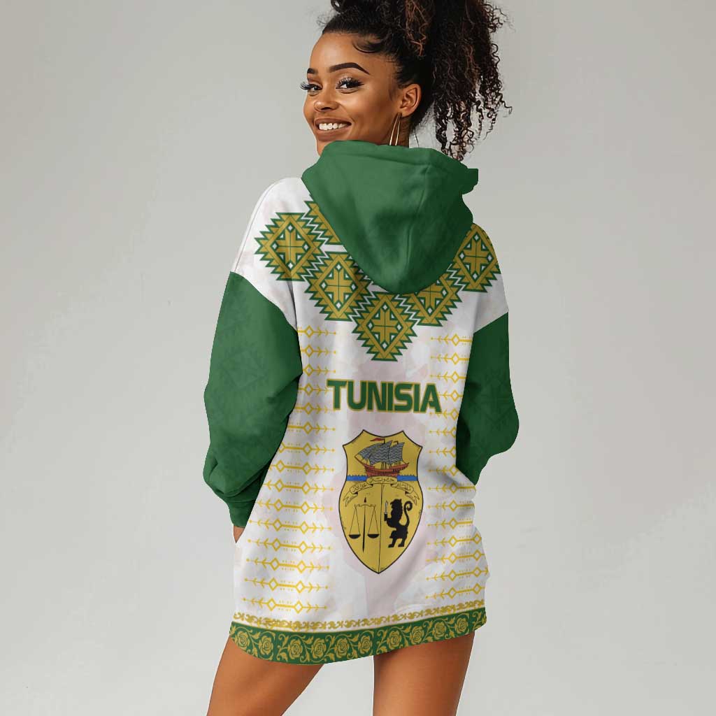 Tunisia Flag Hoodie Dress with National Crest and Emblem TS04