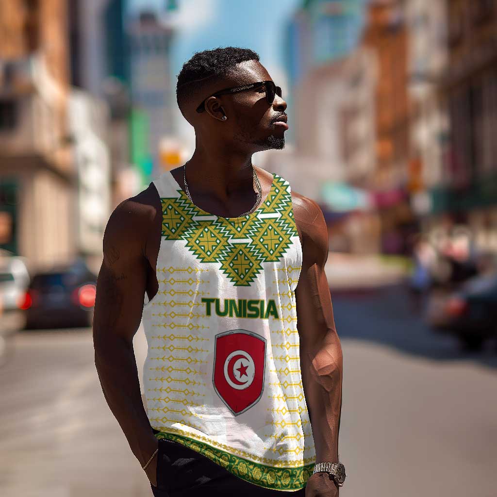 Tunisia Flag Men Tank Top with National Crest and Emblem TS04
