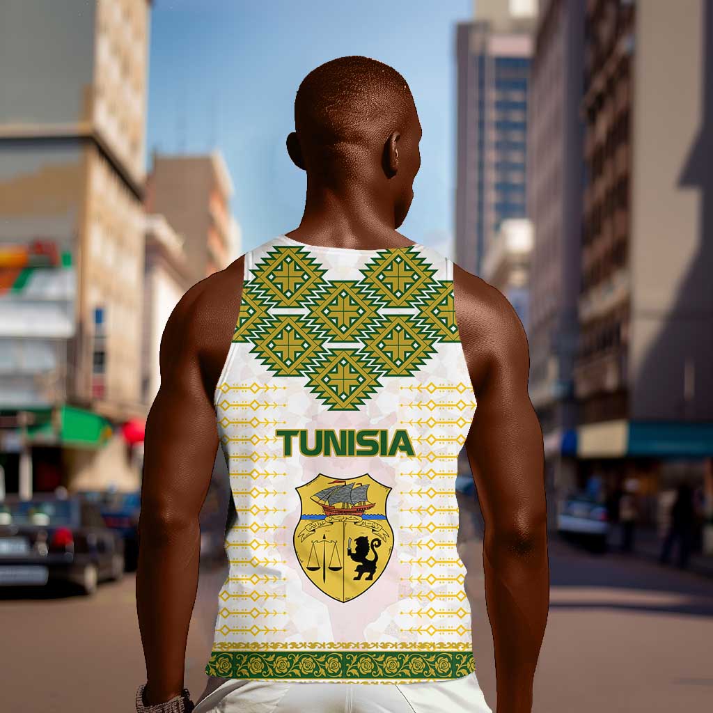 Tunisia Flag Men Tank Top with National Crest and Emblem TS04