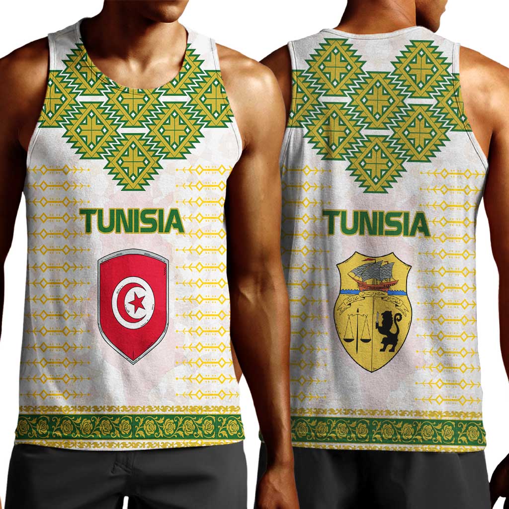Tunisia Flag Men Tank Top with National Crest and Emblem TS04