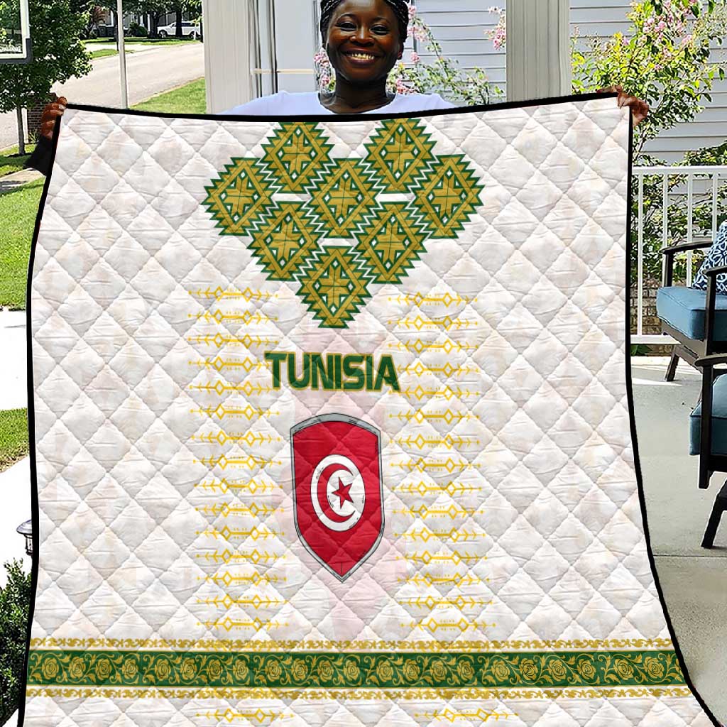 Tunisia Flag Quilt with National Crest and Emblem TS04