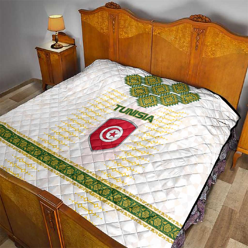 Tunisia Flag Quilt with National Crest and Emblem TS04