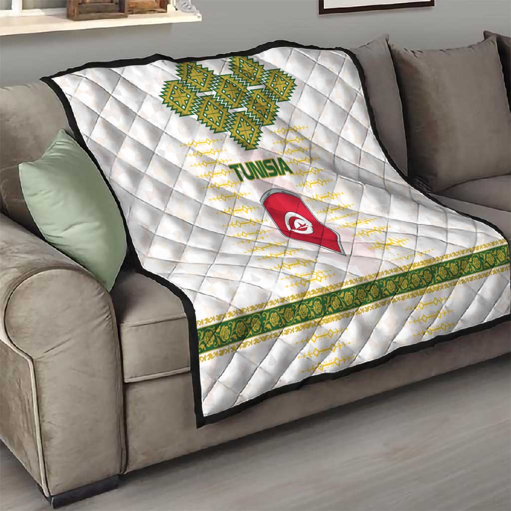 Tunisia Flag Quilt with National Crest and Emblem TS04