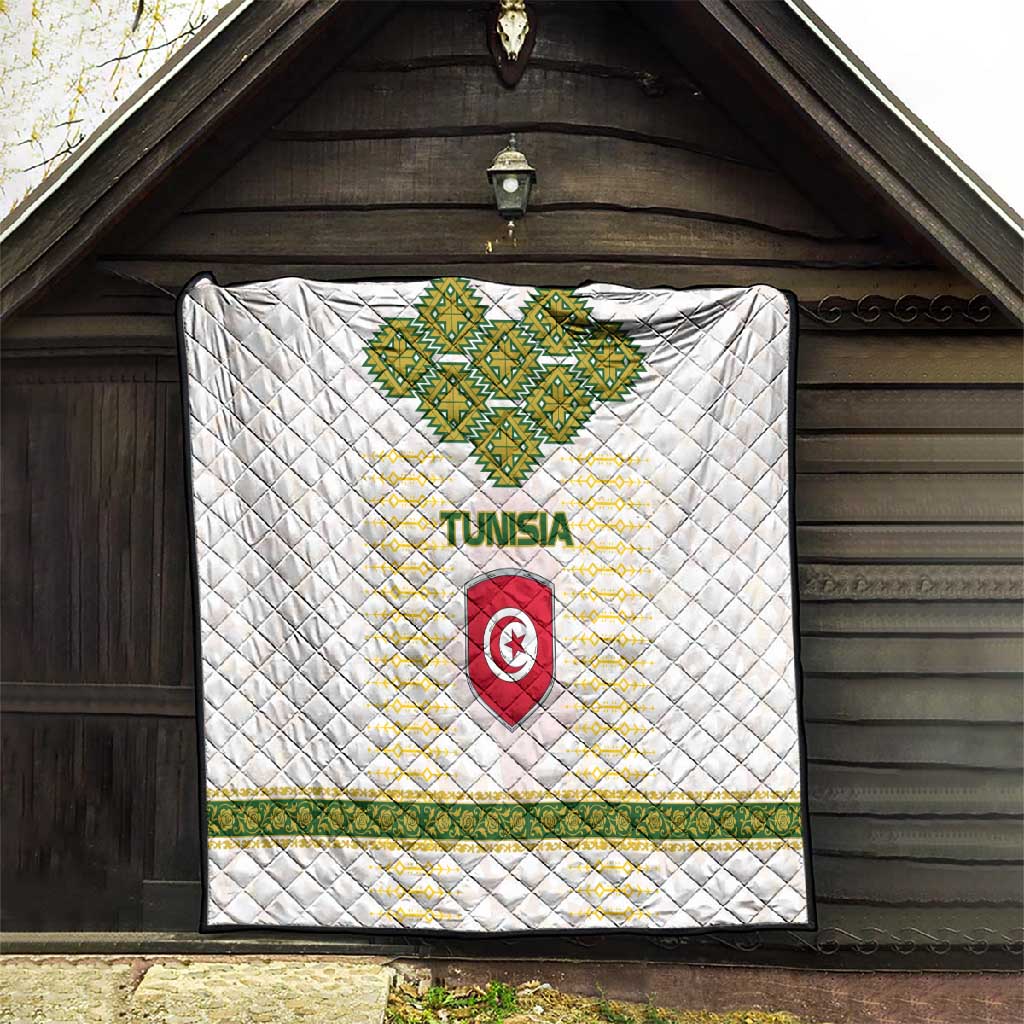 Tunisia Flag Quilt with National Crest and Emblem TS04