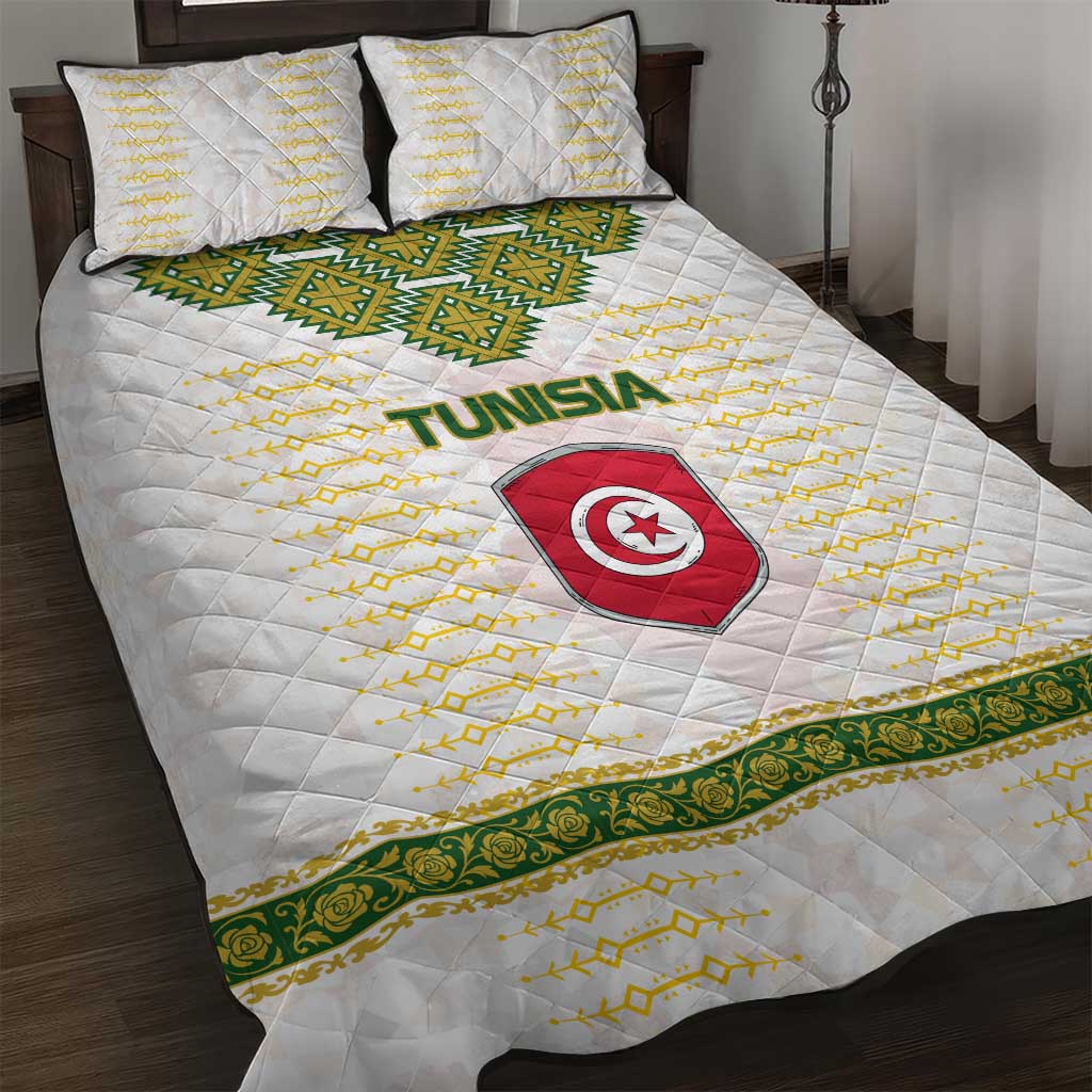 Tunisia Flag Quilt Bed Set with National Crest and Emblem TS04
