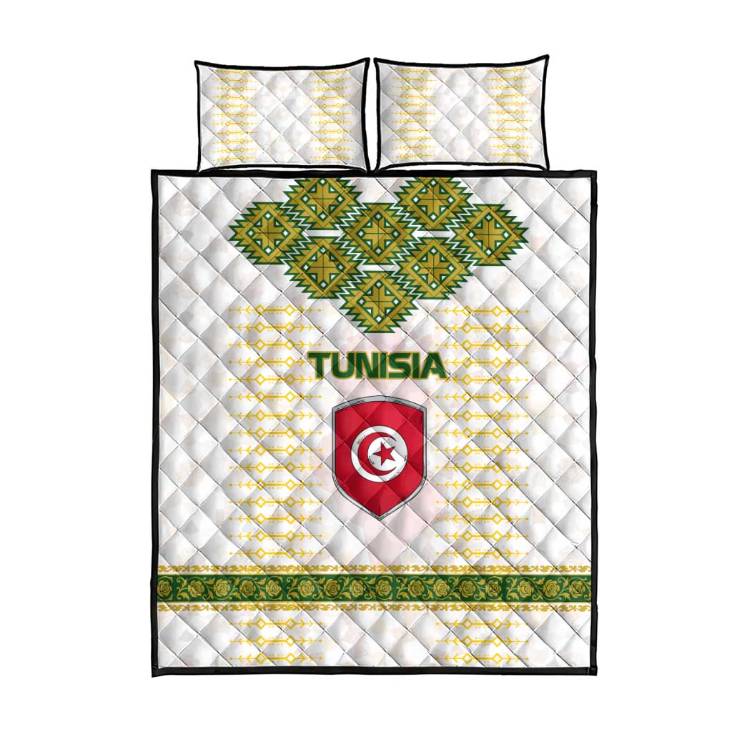 Tunisia Flag Quilt Bed Set with National Crest and Emblem TS04