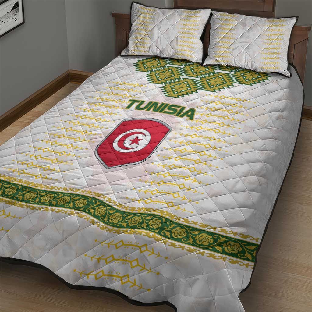 Tunisia Flag Quilt Bed Set with National Crest and Emblem TS04