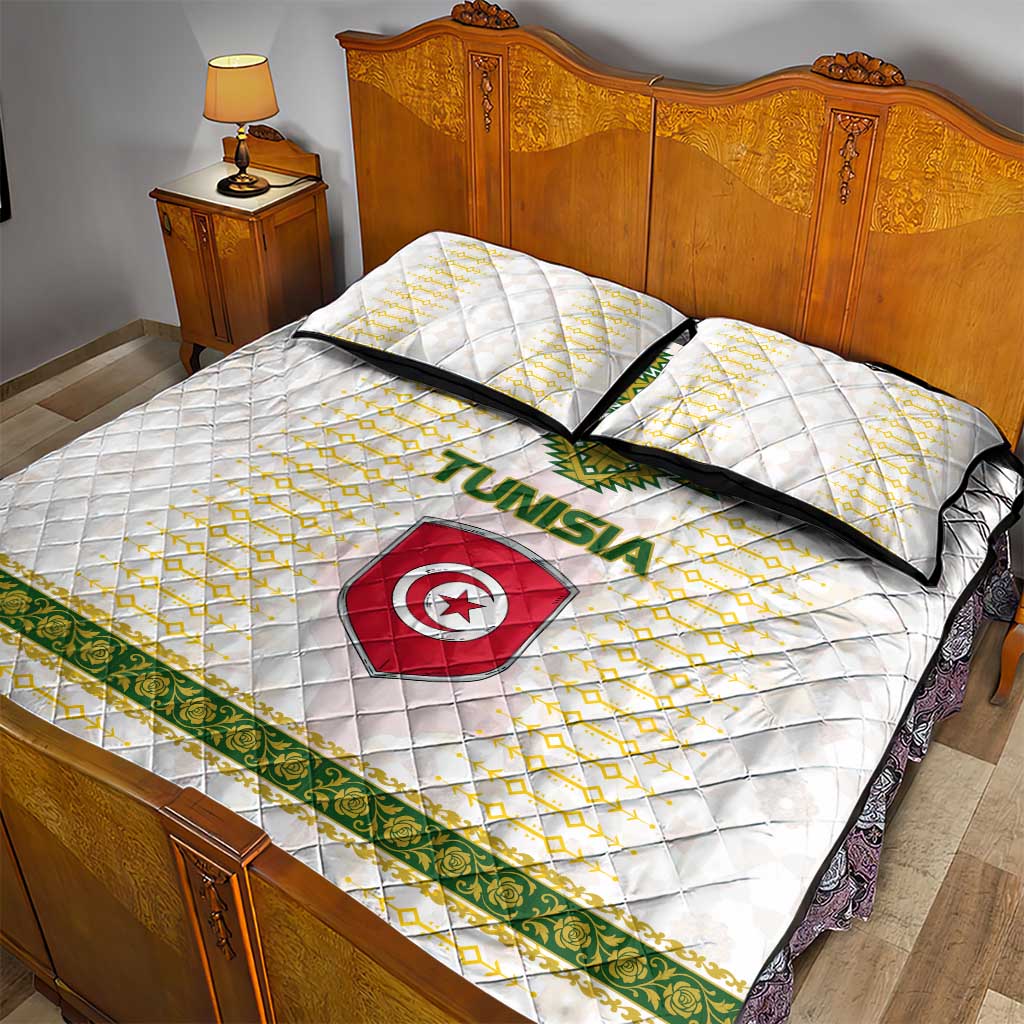 Tunisia Flag Quilt Bed Set with National Crest and Emblem TS04