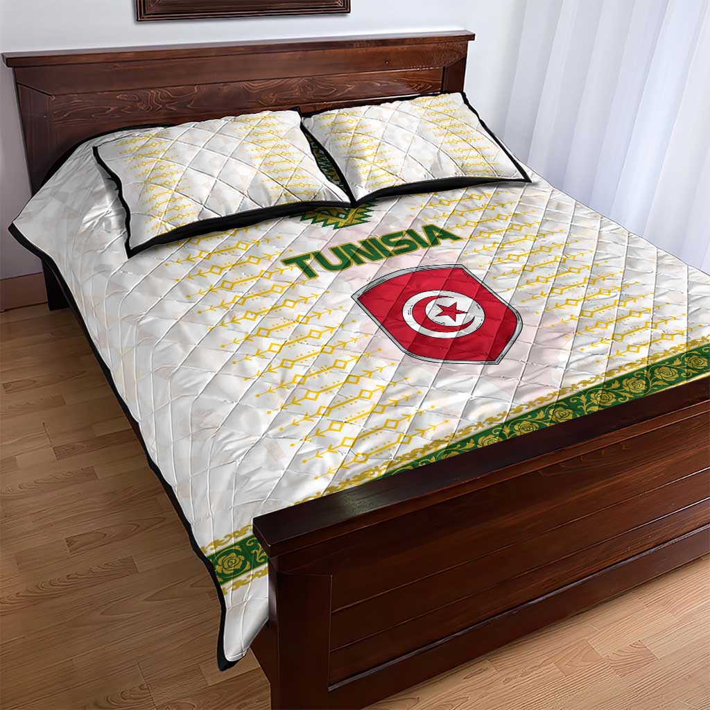 Tunisia Flag Quilt Bed Set with National Crest and Emblem TS04