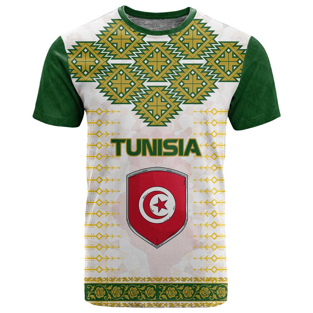 Tunisia Flag T shirt with National Crest and Emblem TS04
