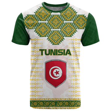 Tunisia Flag T shirt with National Crest and Emblem TS04