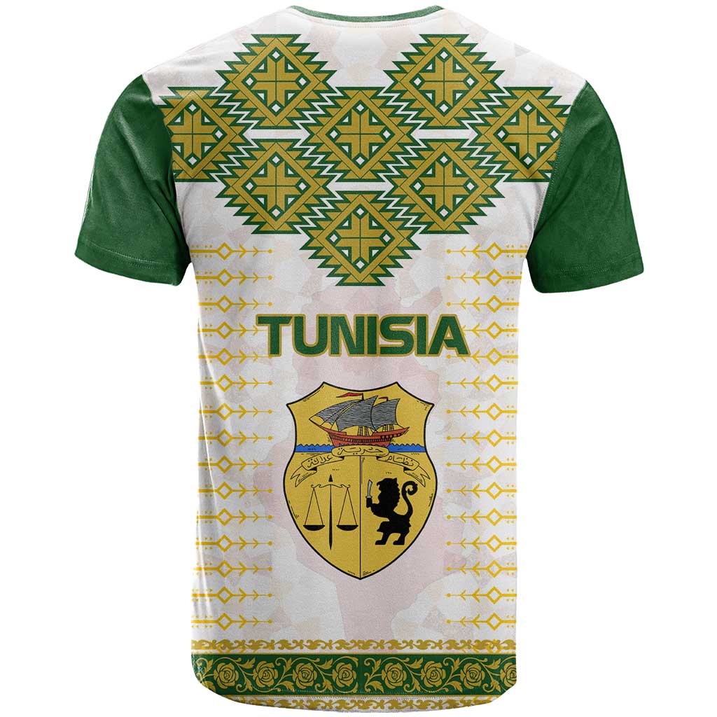 Tunisia Flag T shirt with National Crest and Emblem TS04