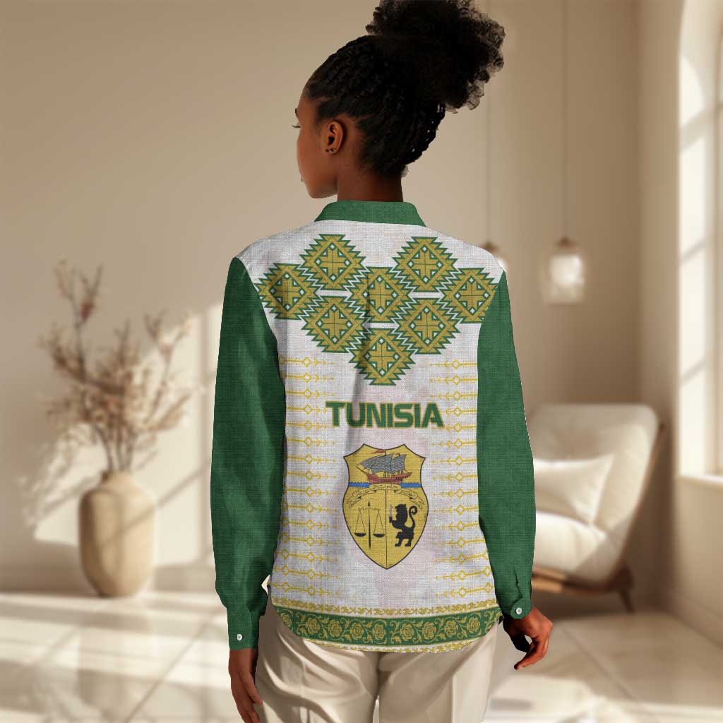 Tunisia Flag Women Casual Shirt with National Crest and Emblem TS04