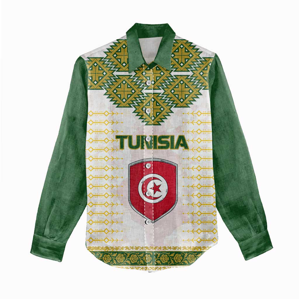 Tunisia Flag Women Casual Shirt with National Crest and Emblem TS04