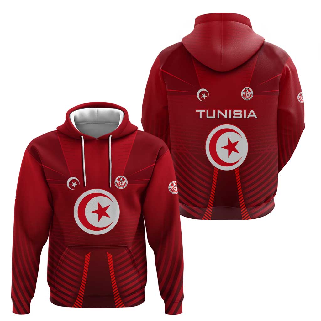 Tunisia National Flag Hoodie with Crescent Star Emblem and Red Sport Design TS04