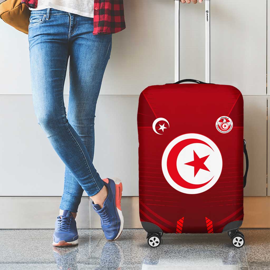 Tunisia National Flag Luggage Cover with Crescent Star Emblem and Red Sport Design TS04