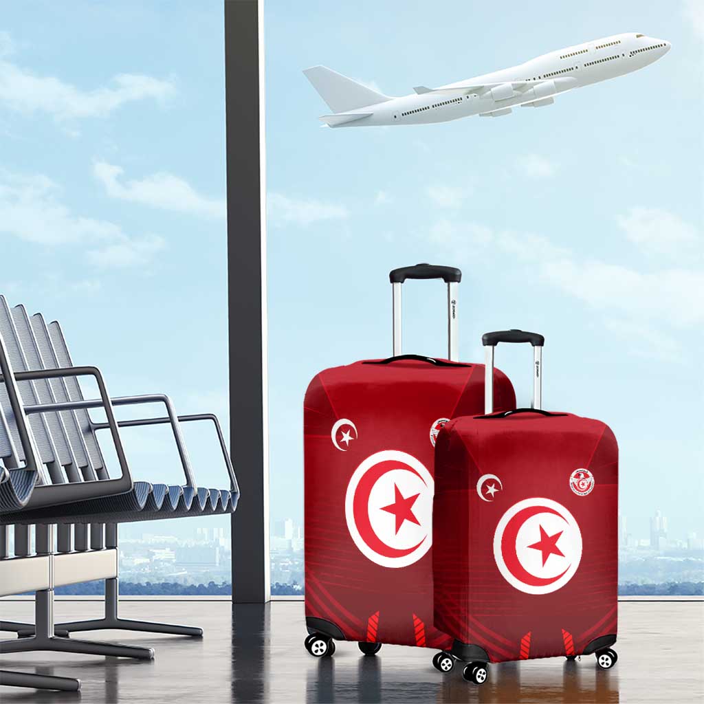 Tunisia National Flag Luggage Cover with Crescent Star Emblem and Red Sport Design TS04