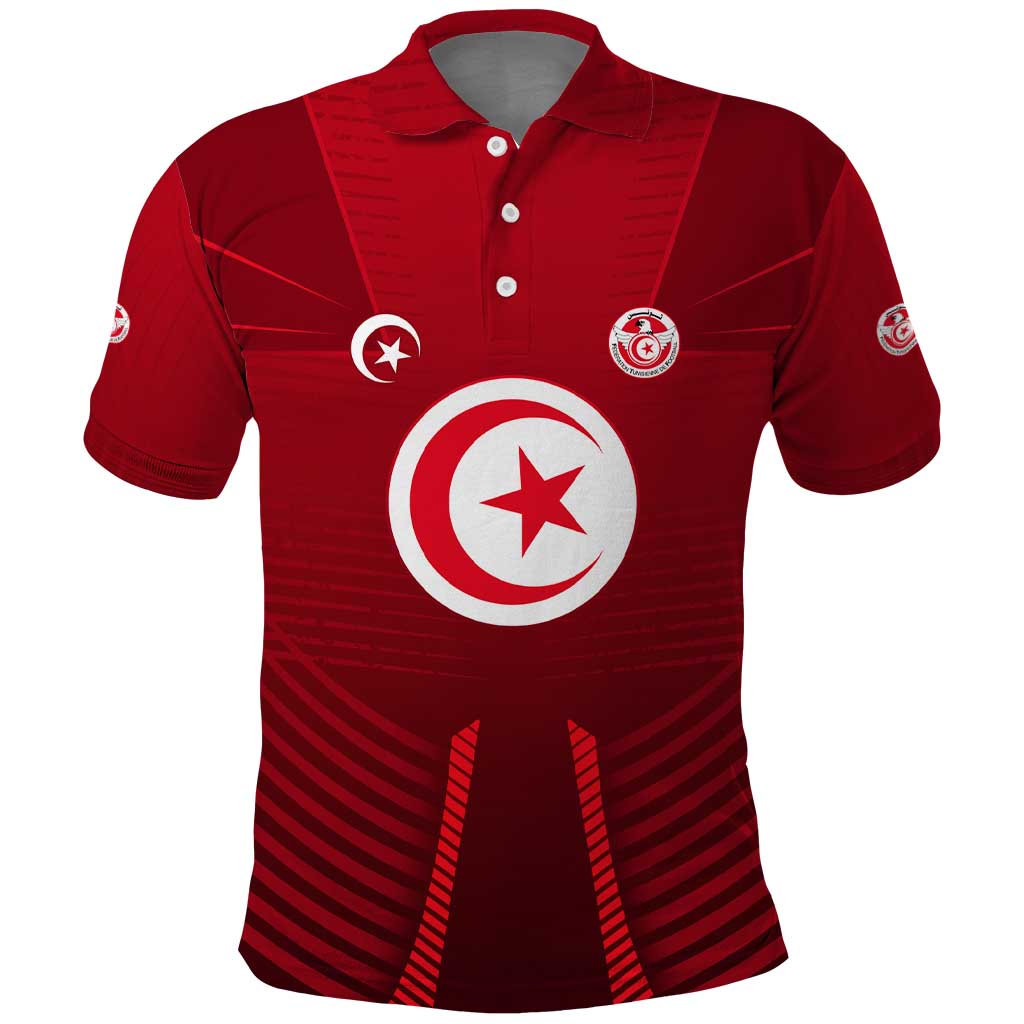 Tunisia National Flag Polo Shirt with Crescent Star Emblem and Red Sport Design TS04