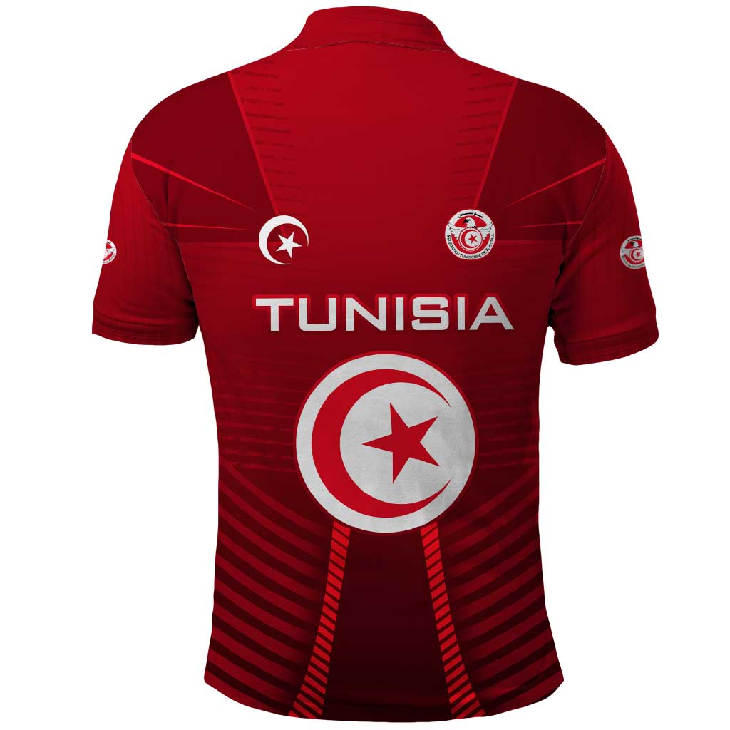 Tunisia National Flag Polo Shirt with Crescent Star Emblem and Red Sport Design TS04
