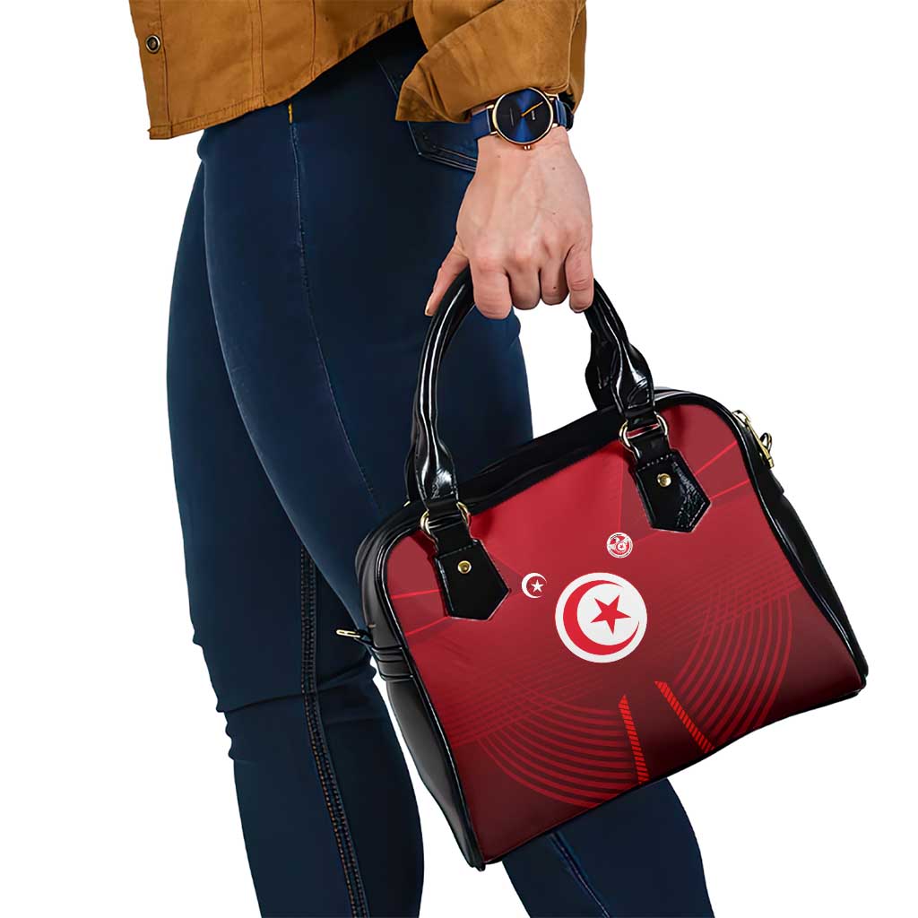 Tunisia National Flag Shoulder Handbag with Crescent Star Emblem and Red Sport Design TS04