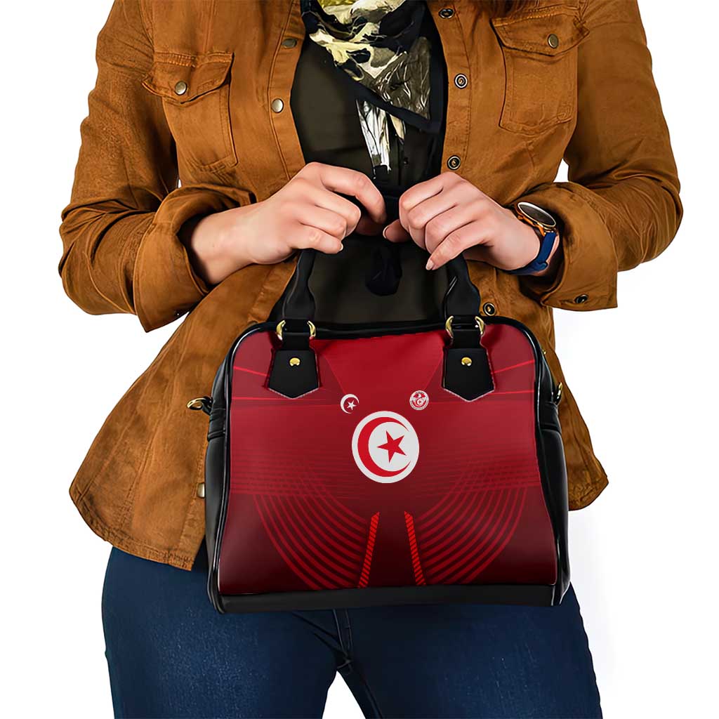 Tunisia National Flag Shoulder Handbag with Crescent Star Emblem and Red Sport Design TS04