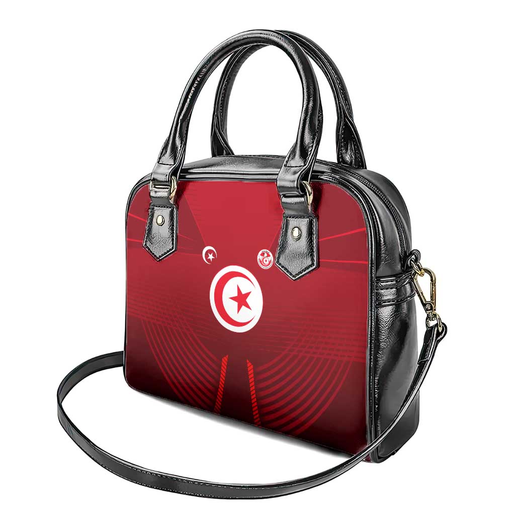 Tunisia National Flag Shoulder Handbag with Crescent Star Emblem and Red Sport Design TS04