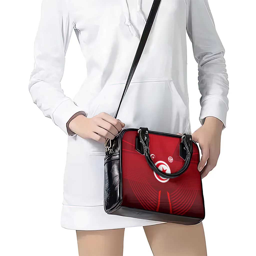 Tunisia National Flag Shoulder Handbag with Crescent Star Emblem and Red Sport Design TS04