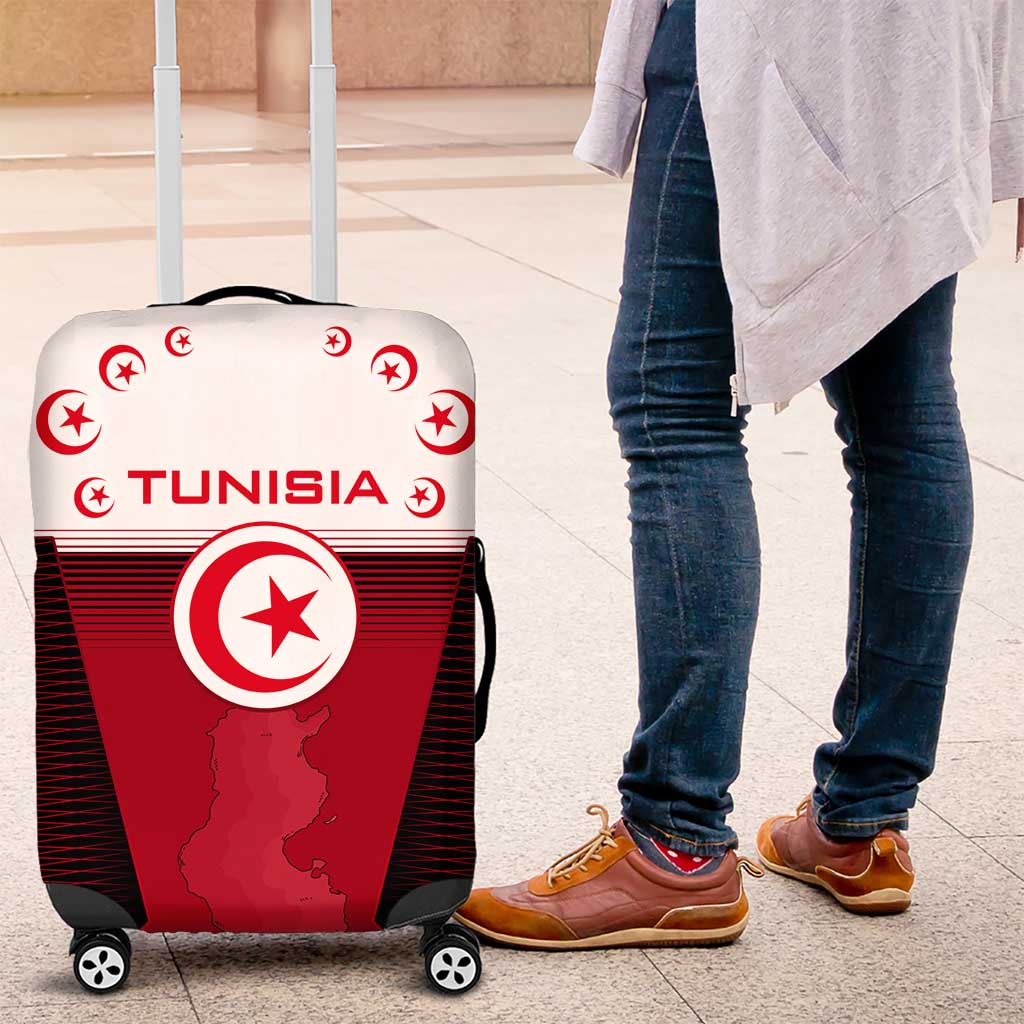 Tunisia Patriotic Luggage Cover with National Crest, Crescent Star and Country Map TS04