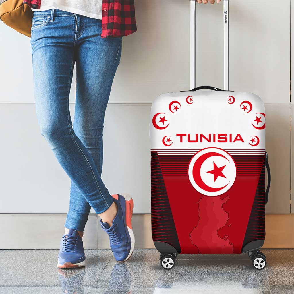 Tunisia Patriotic Luggage Cover with National Crest, Crescent Star and Country Map TS04