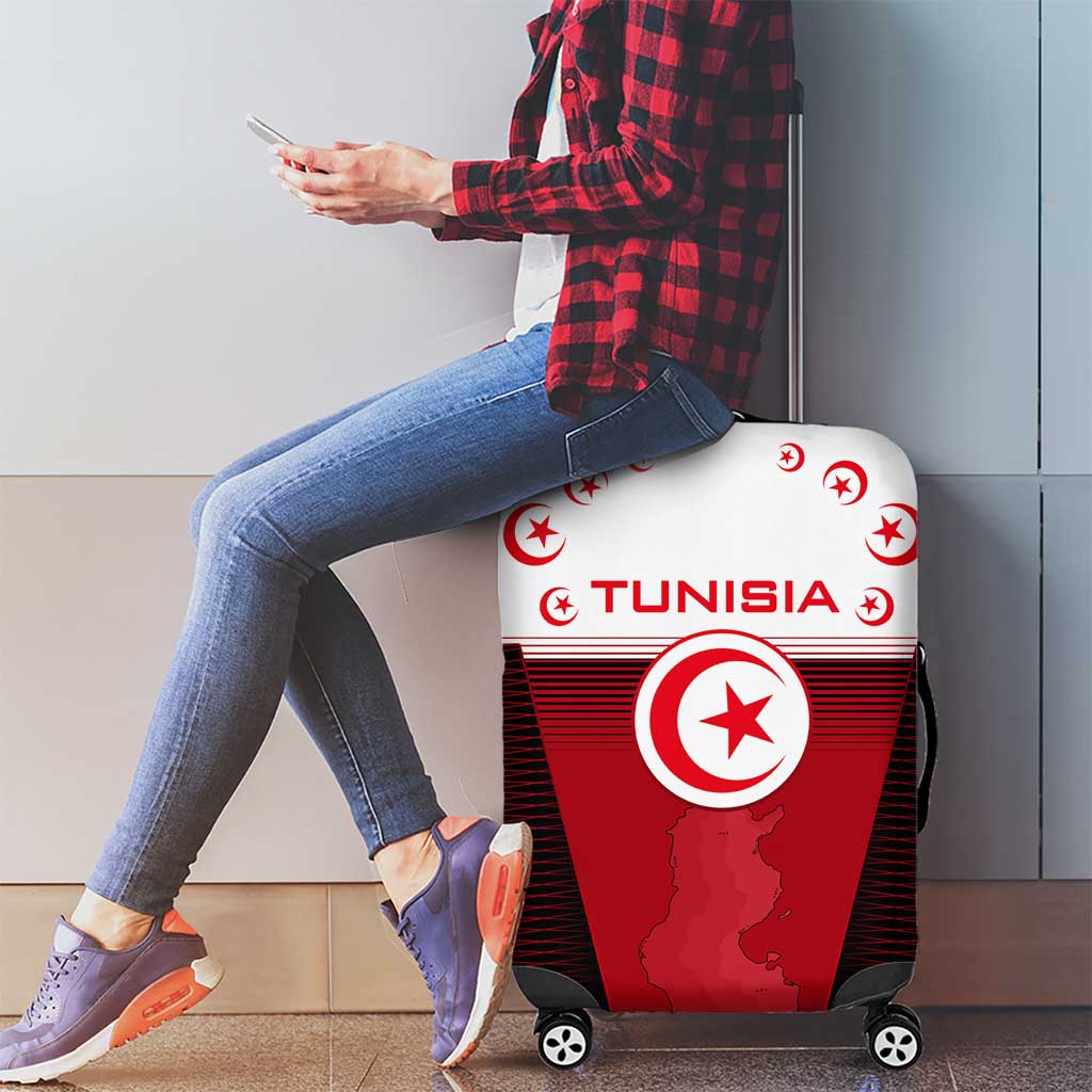 Tunisia Patriotic Luggage Cover with National Crest, Crescent Star and Country Map TS04